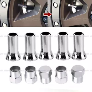 TR414 Chrome Silver Car Tire Wheel Tyre Valve Stem Hex Cap + Sleeve Cover - Bild 1 von 10