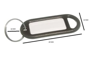 Key Ring Tag 50mm X 20mm With Label And Split Key Ring Black Pack Of 20 - Picture 1 of 1