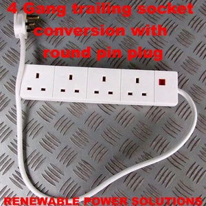 EXTENSION LEAD 13 AMP 4 WAY WITH 5A BS546A ROUND PIN PLUG SHOP HOTEL PUB 400mm - Picture 1 of 4