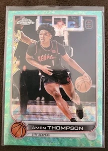 2022-23 Topps Chrome Overtime Elite Aqua Refractors #11 Amen Thompson/199 - Imagen 1 de 3