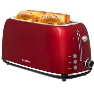 4 Slice Toaster Retro Stainless Steel Toaster with Bagel, Cancel, Defrost Fun... - Picture 1 of 9