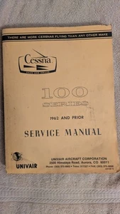 1962 y PRIOR CESSNA SERIE 100 MANUAL DE SERVICIO, febrero 1962, PB, Univair, bueno+ - Imagen 1 de 8