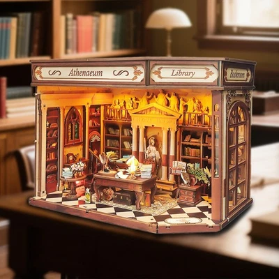 Сделай сам деревянный миниатюрный кукольный домик Athena's Study светодиодная модель здания для взрослых подарок - Изображение 1 из 4