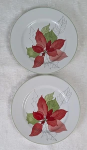 Set 2 Block Spal Aquarelle Weihnachtsstern 8" Salatteller Portugal 1982 Goertzen - Bild 1 von 4