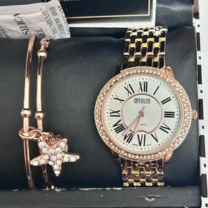 Cote D’ Azur Rose Gold Watch Star Pearl Bracelet Jewelry Set - Picture 1 of 10