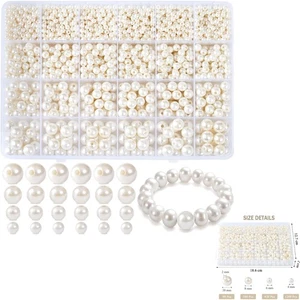 Perlen Bastelset, Schmuckperlen, Perlmutt, 1890 Stück, 4/6/8/10mm, handgemach... - Bild 1 von 2