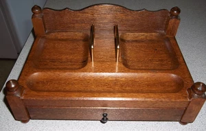 Vintage Herren Holz Kommode Diener Schmuckkästchen sortiert Manschettenknöpfe, Krawattennadeln, Verschiedenes Japan - Bild 1 von 12