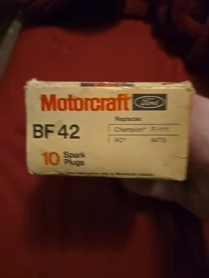 Vintage Motorcraft  BF 42 Spark Plugs Box Of 10 NOS 1966 - Image 1 of 4