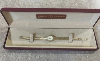 Reloj Jules Jurgensen Vintage Mujer Tono Dorado Pulsera Con Caja Foto 1 de 4