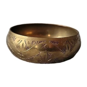 Goldfarbene Bronze Armreif Armreif Armreif Gravur Geätzt Indisch Vintage Boho - Bild 1 von 5