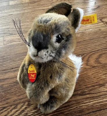 90 年代 STEIFF 兔子 DORMILI 8 英寸毛绒娃娃全新带标签德国制造 — 第 1/4 张图片