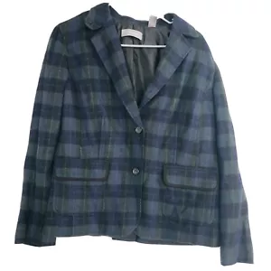 Liz Claiborne Womens Blazer Size L Tartan Plaid Petite Wool Blend Jacket Lined - Picture 1 of 5