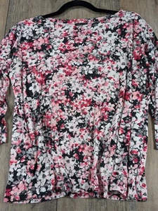 Camiseta Top Mujer Jill Mediana Multicolor Estampado Floral Manga 3/4 Cuello Barco - Imagen 1 de 10
