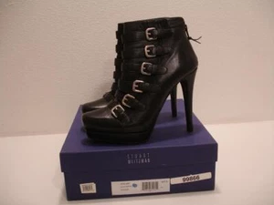 NIB $525 Women's 7.5 M Stuart Weitzman Iron Lady Black High Heels Boots Buckles - Picture 1 of 15
