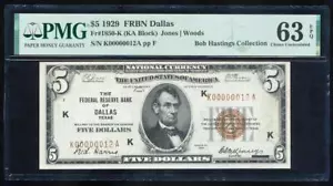FR.1850-K 1929 $5 FRBN DALLAS PMG63 EPQ CHOICE UNC "SERIAL #12" - Picture 1 of 1