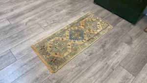 orange kleiner Teppich, Fußmatte, Badteppich, Handarbeitsteppich, Wollteppich, 1,6 x 3,5 Fuß - Bild 1 von 9