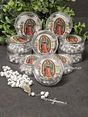 12 BAPTISM COMMUNION ROSARY FAVORS BAUTIZO VIRGEN DE GUADALUPE RECUERDOS ROSARIO - Image 1 of 4