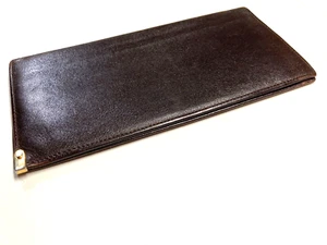 LOEWE VINTAGE METALL CHARM SCHMAL EINFACHES LEDER LANGE GELDBÖRSE DOPPELFALT SPANIEN BRAUN - Bild 1 von 20