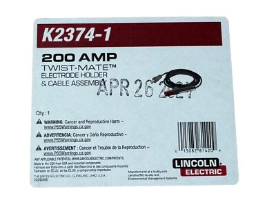 Soporte y cable para electrodos Lincoln Electric K2374-1, 12,5 pies Foto 1 de 4