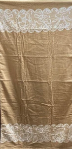 Strandtuch Latte Mokka Blumen Bordüre weiß Details 70 x 140 cm 100% Baumwolle - Bild 1 von 2