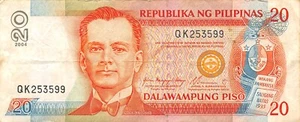 Philippines 20 Piso 2004 Series QK Circulated Banknote G7 - Picture 1 of 2