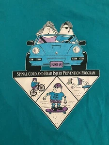 Vtg Spinal Cord & Head Injury Prevention Skateboarding Single Stitched Shirt XL - Picture 1 of 8