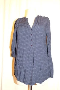 ESPRIT blusa a pois blusa blusa scivolata maniche regolabili blu scuro 36 - Foto 1 di 3