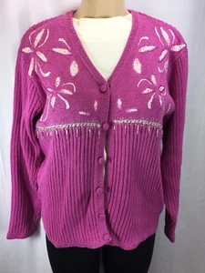Storybook Strick Cardigan Pullover lila bestickt und Pailletten Strick Gr. Medium  - Bild 1 von 1