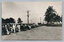 Early Taxi Cars Waiting for Ship Arrival (?) RPPC Antique Honduras (?) Photo 30s