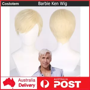Barbie Movie Ken Doll Blonde Short Mens Cosplay Costume Wig Christmas Wigs - Picture 1 of 5