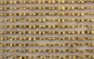Wholesale Jewelry Lots 30pcs Variety Gold Plated Stainless Steel Unisex Rings - Picture 1 of 24