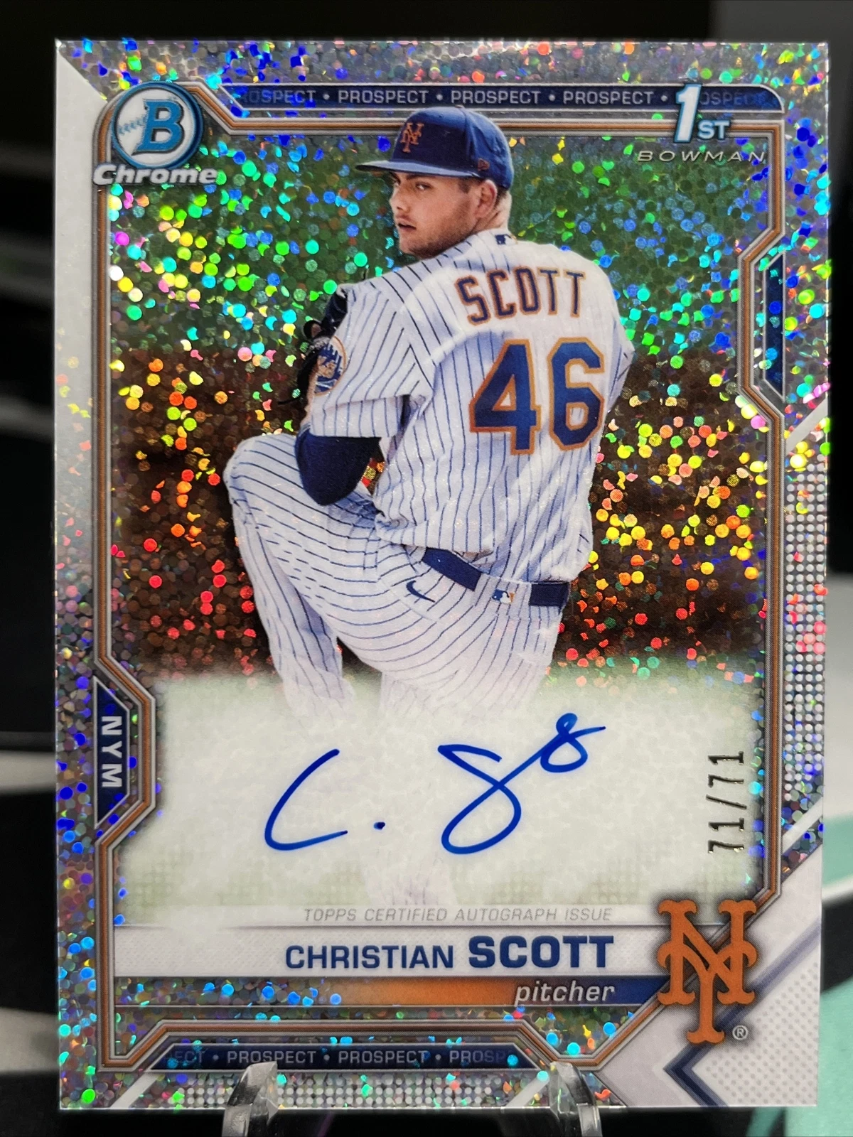CHRISTIAN SCOTT 2021 BOWMAN CHROME DRAFT 1ST SPARKLE AUTOGRAPH AUTO 71/71 ROOKIE
