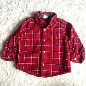 Baby Gap Red Plaid Button Down Flannel Shirt 18-24 months 100% Cotton - Picture 1 of 11