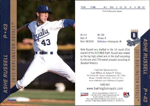 Ashe Russell 2015 Choice Burlington Royals #1 RC Card FREE SHIP *AutographDen* - Picture 1 of 1
