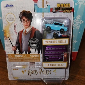 NEW HARRY POTTER 1959 Ford Anglia & Knight Bus Jada Nano Diecast 2 Piece - Picture 1 of 3