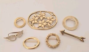 Vintage goldfarbene Brosche Anstecknadel Lot Monet Trifari Park Lane 50er 60er Mid Century - Bild 1 von 5