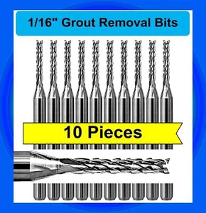 1/16" Grout Removal Bits Tool for Dremel & Rotozip Premium Carbide (TEN Pieces) - Picture 1 of 2