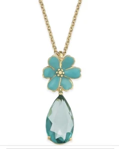 $68 Kate Spade Here comes sun mini blue floral drop necklace S65 - Picture 1 of 6