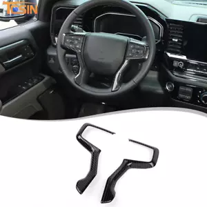 Carbon Fiber Interior Steering Wheel Cover Trim For Chevrolet Silverado 1500 19+ - Bild 1 von 12
