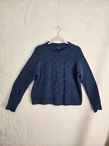 American Eagle Women Sweater Small Blue Polyester Crochet Long Sleeve Pullover - Picture 1 of 17
