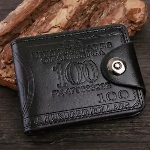 Sharp Retro Magnetic Buckle Black $100 Bill Wallet Attract Big Money-Great Gift - Picture 1 of 6