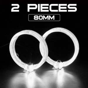 80mm White LED Light Guide Angel Eyes Halo Rings DRL For Car Headlight Retrofit - Picture 1 of 9