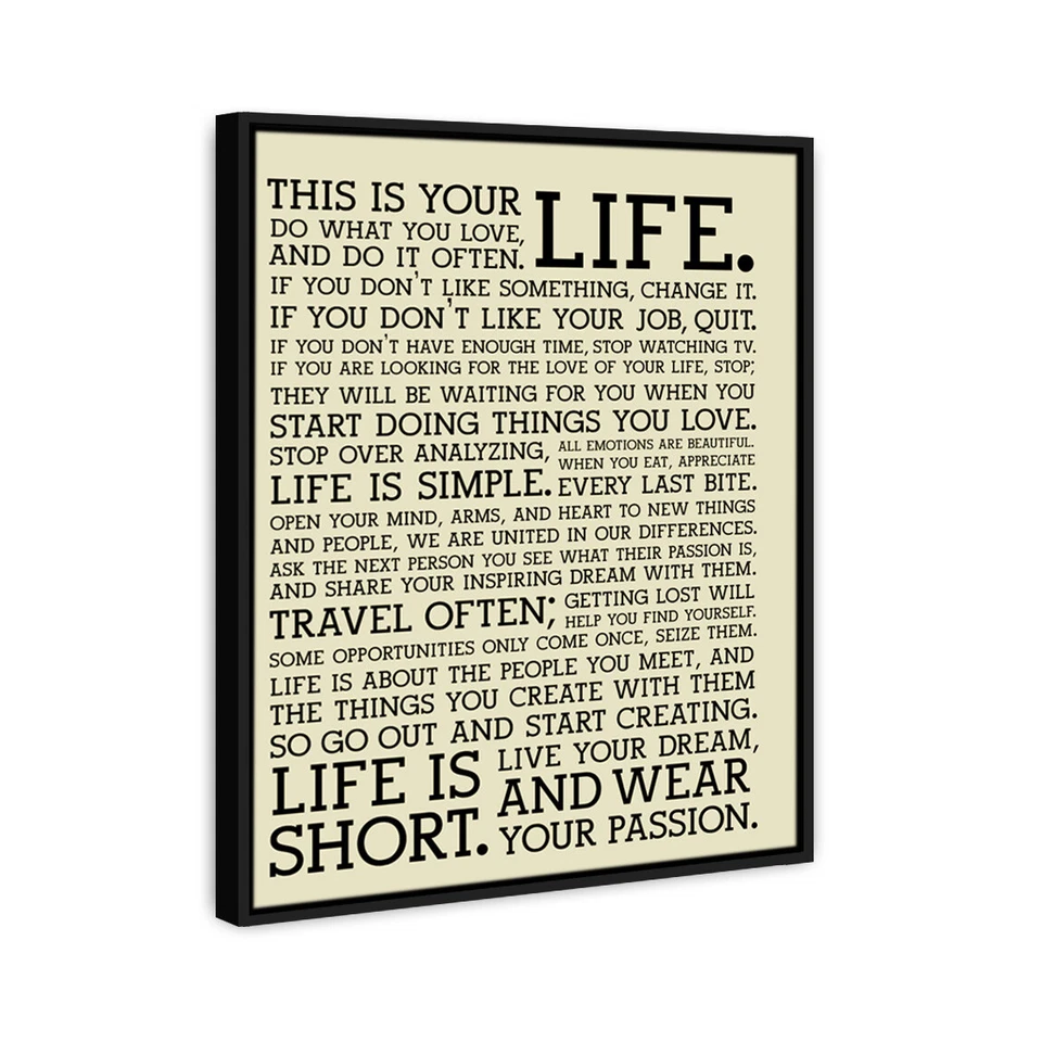 Pintura de arte de pared con impresión en lienzo al óleo enmarcada This Is Your Life Foto 1 de 4