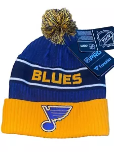 St. Louis Blues Fanatics Locker Room Beanie Cuffed Pom Top Winter Hat NWT - Picture 1 of 2