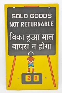 Vintage Iron Metal Tin Printed Sign Board Calendar Sold Good Not Returnable - Picture 1 of 3