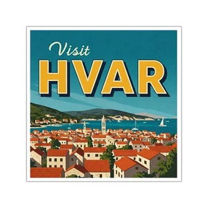 HVAR Kroatien, Vinyl Aufkleber, Retro Style, Reiseaufkleber, Laptop Deko - Bild 1 von 7