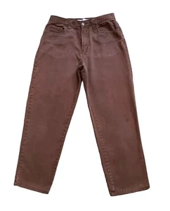 BILL BLASS Womens Petite Size 8P Brown Vintage Cotton Easy Fit Jeans 27" Inseam - Picture 1 of 7