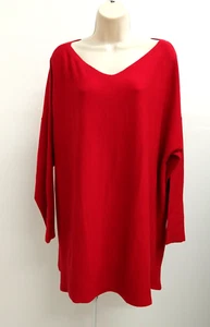 Ellos Damen Top Bluse Größe L Rot Langarm V-Ausschnitt Damen Tunika Pullover - Bild 1 von 15