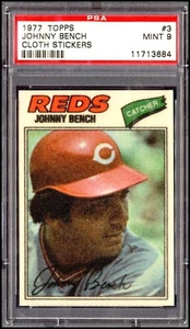 1977 Topps Cloth Stickers #3 JOHNNY BENCH PSA 9 Reds HOF perfectly centered - Picture 1 of 2