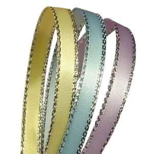 new 50 yards 1/4" Silver Edge Satin Ribbon roll wrap Holiday decor - Picture 1 of 7